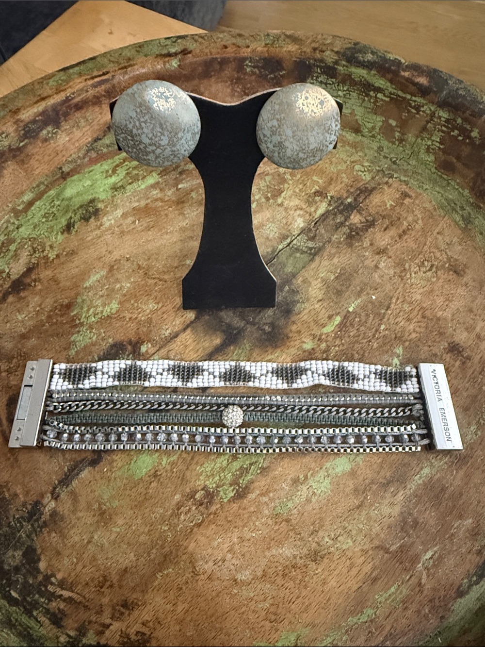 Multi-Row Silver Statement Bracelet with Beaded Detail
